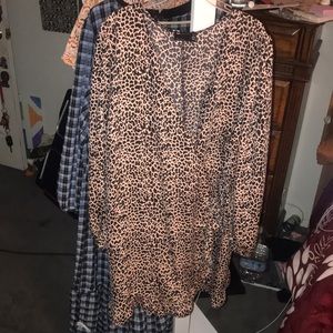 Plus size leopard wrap dress